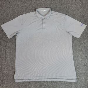 Peter Millar Summer Comfort Polo XXL Gray White  Stripe FedEx Logo Golf Shirt